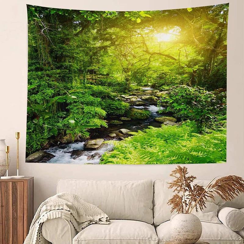 Llamazing Forest Creek Landscape Tapestry - Home Decor for Living Room and Bedroom - Magic Curtain (90.5''L70.8''W) - Image 5
